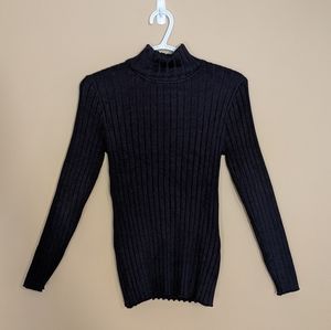 Black Ribbed Turtle Neck Sweater